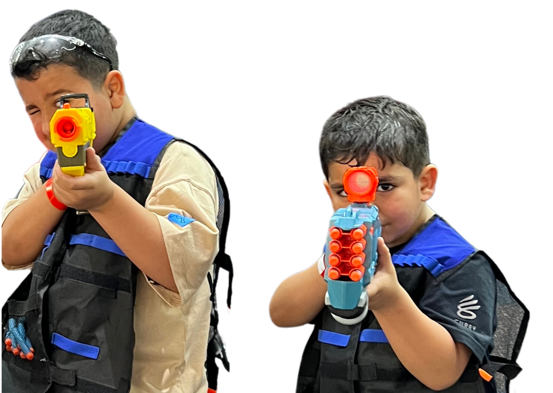 Outdoor Nerf battle setup by Bullzeye Arena – mobile party experience